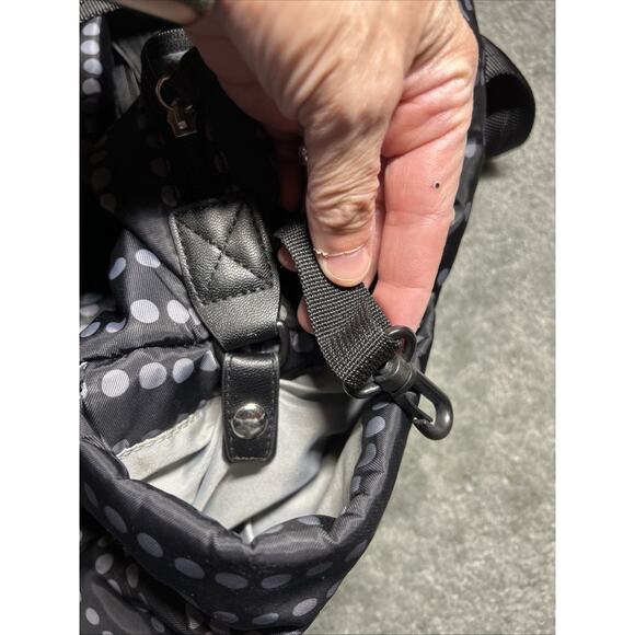 Skip Hop Diaper Bag Puffer Quilted Baby Changing Pad Shoulder Black Grey Dots - Picture 6 of 15